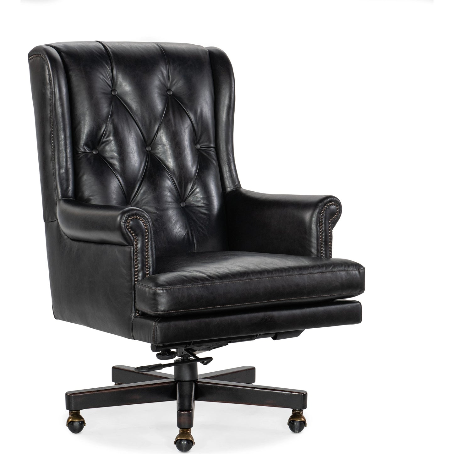 001 SI-2029067 | Additional Silo | Charleston Executive Swivel Tilt Chair by Hooker Furniture in old saddle black. Made from leather, old saddle black (aniline top grain) in a unique style.