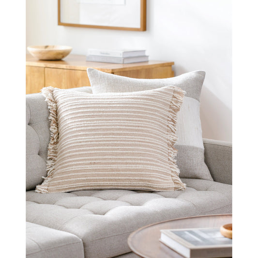 Seraphina Pillow - 523936 by Surya in tan, white. Made from cotton in a modern style.