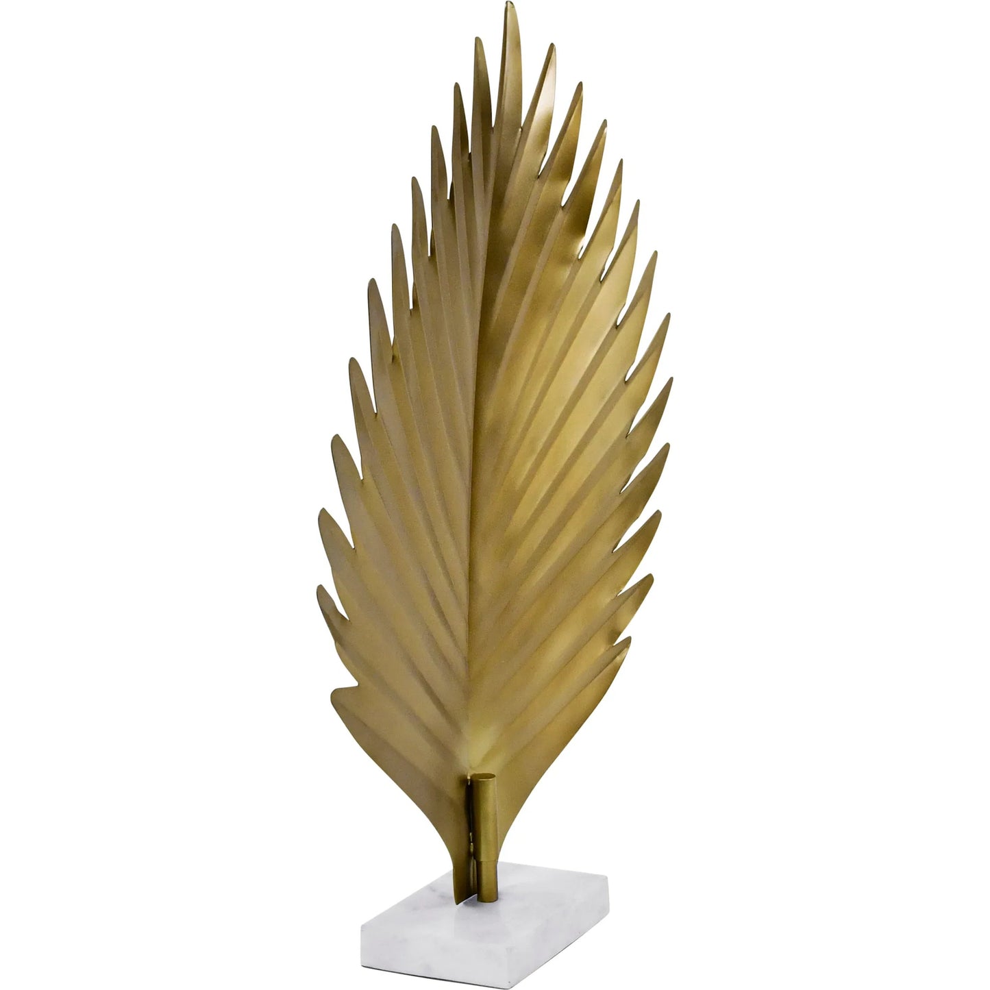 003 SI-2461347 | Additional Silo | Sprig Antique Brass Leaf Scultpture by Worlds Away in antique brass, white, grey. Made from marble in a unique style.