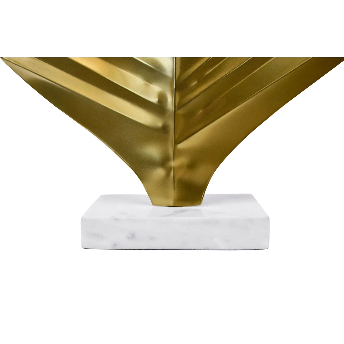 005 SI-2461347 | Closeup | Sprig Antique Brass Leaf Scultpture by Worlds Away in antique brass, white, grey. Made from marble in a unique style.