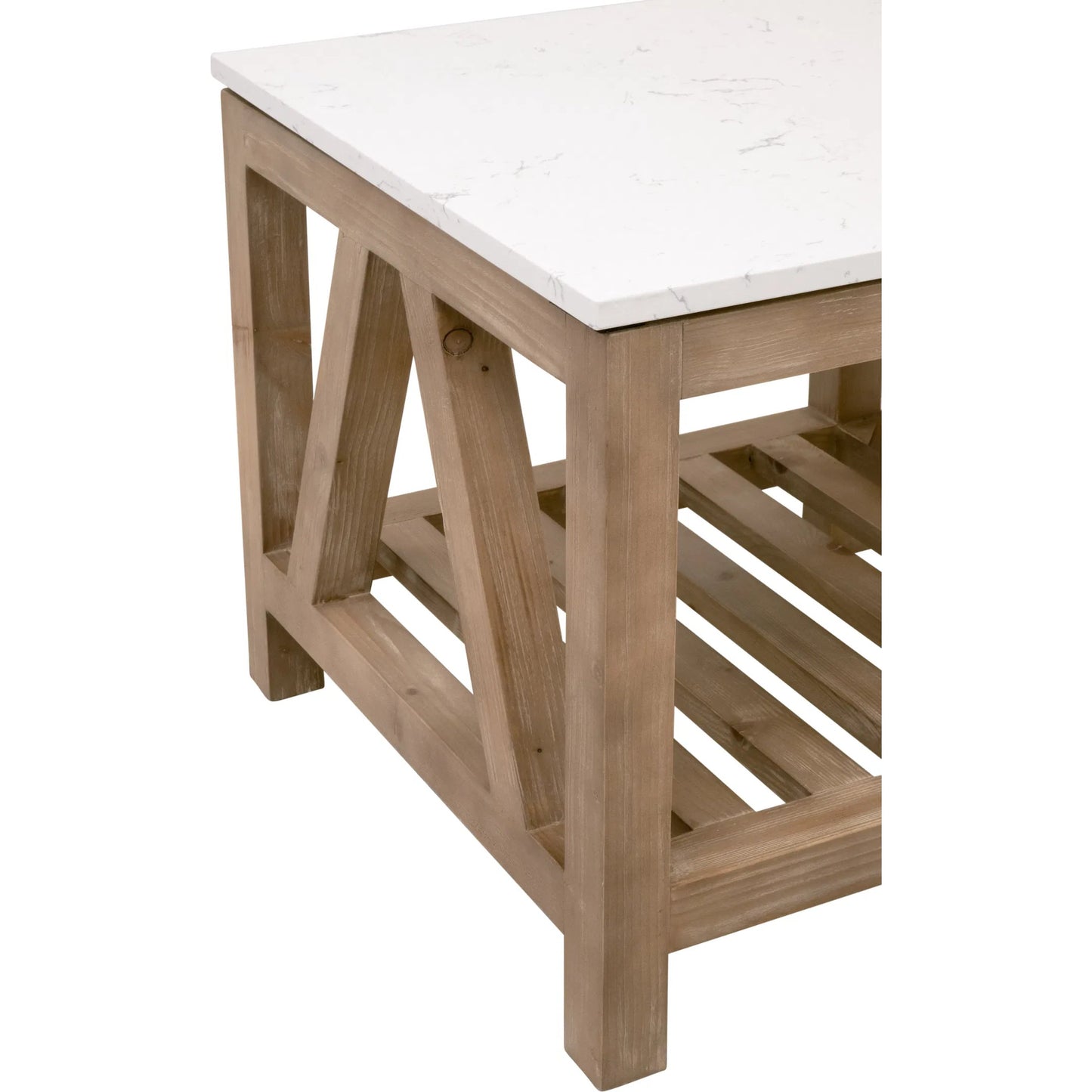 017 SI-2249337 | Unknown | Spruce End Table by Essentials For Living. Made from solid pine wood, solid quartz in a coastal style.