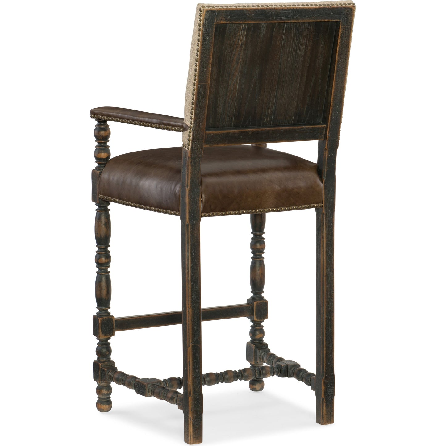 002 SI-1748727 | Additional Silo | Comfort Bar Stool by Hooker Furniture in brown and anthracite black. Made from fabric, leather in a traditional style.