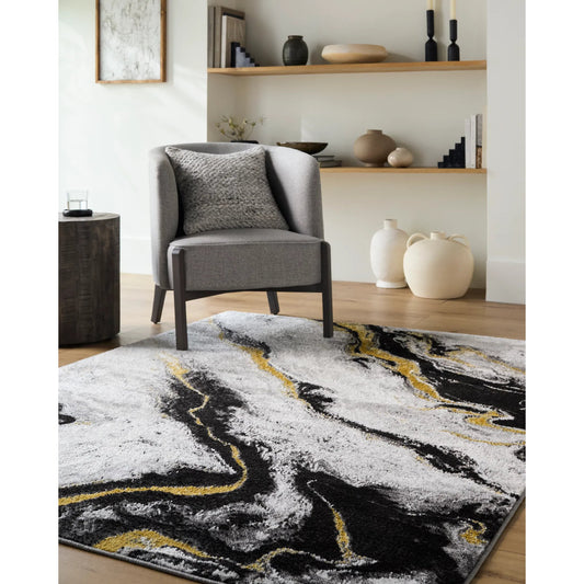 Sunrise 537277 Rug by Livabliss in light slate, ivory, charcoal, gray, black. Made from polyester, polypropylene in a unique style.