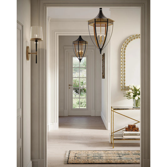 Lyndall Wall Sconce by Currey and Company in antique brass, oil rubbed bronze, clear. Made from metal, glass in a modern style.