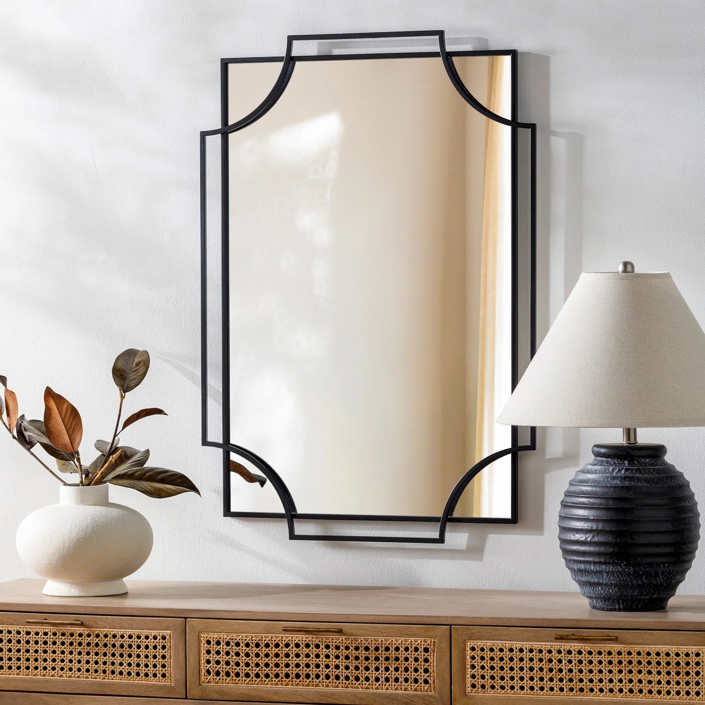 004 SI-1971437,SI-1971438 | Lifestyle | Kassandra Mirror - 33019 by Livabliss in frame: black and matte. Made from frame: metal, substrate: manufactured wood in a modern style.