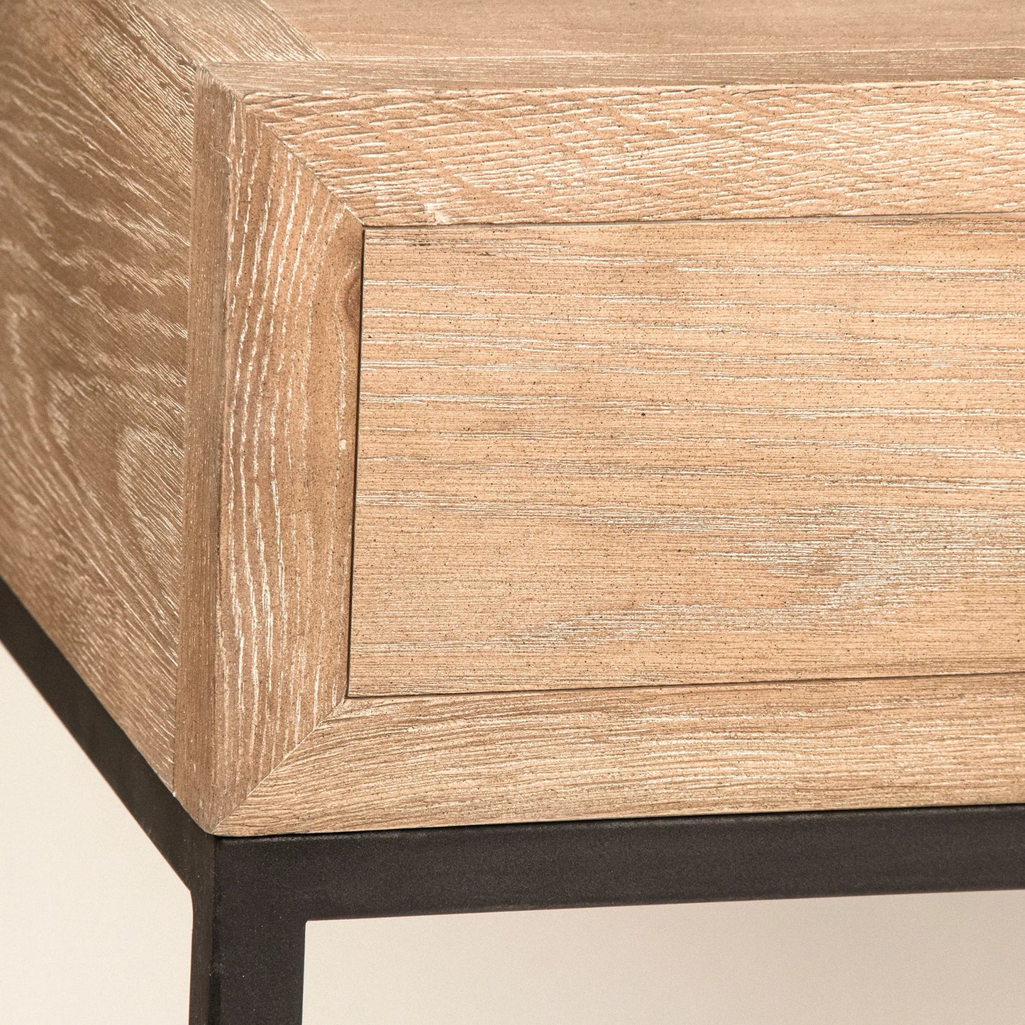 005 SI-2448836 | Closeup | Finneas Desk by Zentique in limed grey oak, black metal. Made from oak, metal in a transitional style.
