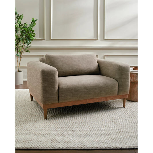 Strattan Armchair - 497503 by Surya in light brown, gray and painted. Made from linen upholstery: linen, rubber wood, polyurethane foam, dacron in a modern style.
