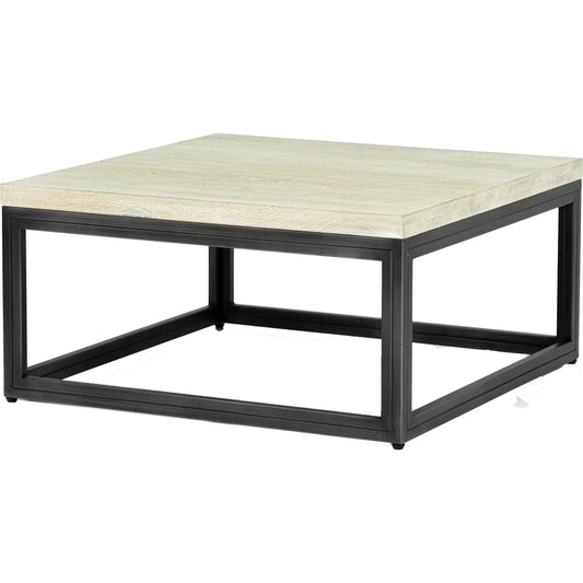 Starlight Square Coffee Table by LH Imports in white, dark grey and white washed, dark grey. Made from white oak, metal in a modern style.