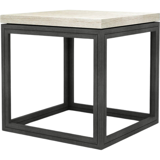 Starlight Side Table by LH Imports in white, dark grey and white wash, dark grey. Made from white oak, metal in a modern style.