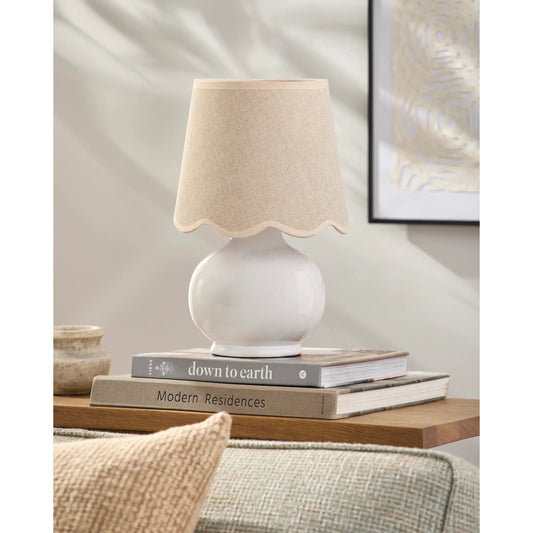 Stella Diminuta Table Lamp by Livabliss in glazed. Made from ceramic, cotton in a cottage & farmhouse style.
