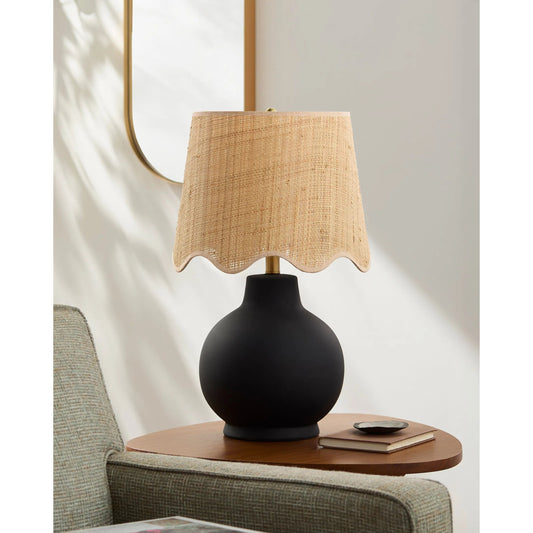 Stella Diminuta Accent Table Lamp with Tan Shade by Livabliss in painted. Made from ceramic, iron, linen, polyester in a transitional style.
