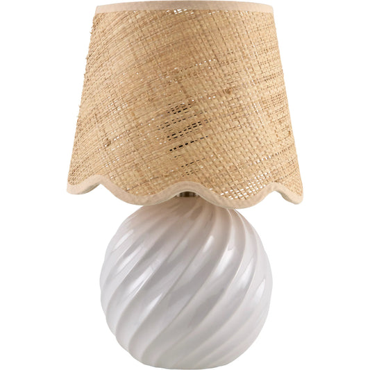 Stelvio Accent Table Lamp with Jute Shade by Livabliss in glazed. Made from ceramic, jute, polystyrene in a eclectic & global style.