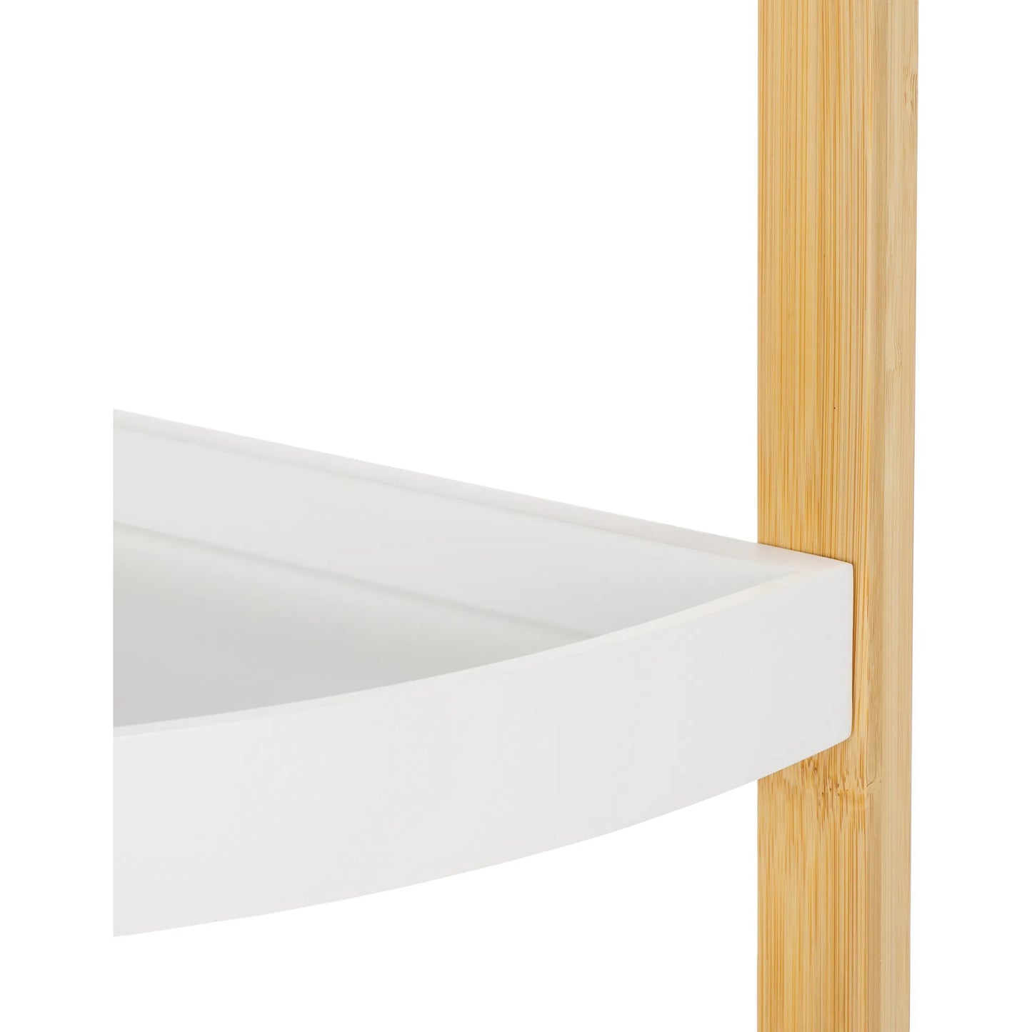 007 SI-2193147 | Closeup | Adler 3 Tier Corner Shelf by Safavieh in white, natural bamboo. Made from unique in a unique style.