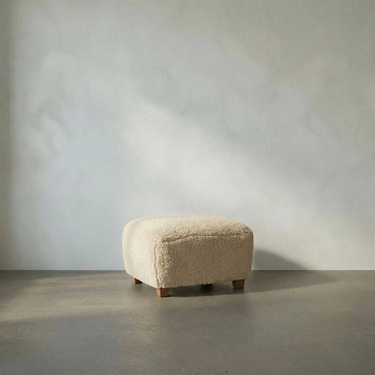 Pola Stool by Noir in camel and dark walnut. Made from fleece, walnut in a cottage & farmhouse style.