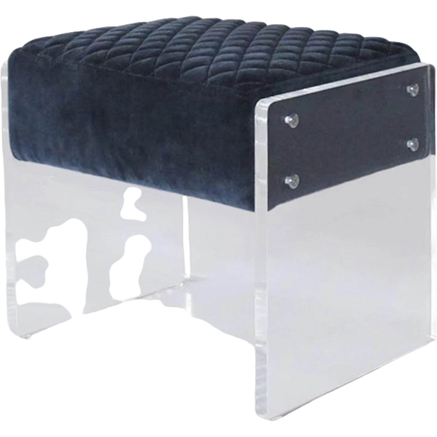001 SR-702445 | Additional Silo | Tribecca Stool by Pasargad Home in clear and navy. Made from acrylic, velvet in a modern style.