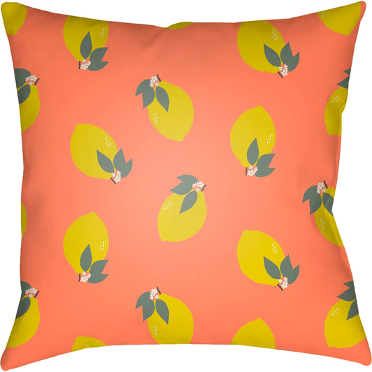 Summer Pillow - 32635 by Livabliss in terracotta, apricot, off-white, saffron, clay, brass. Made from front: 100% polyester, back: 100% polyester, fill: polyester, polyfill in a modern style.