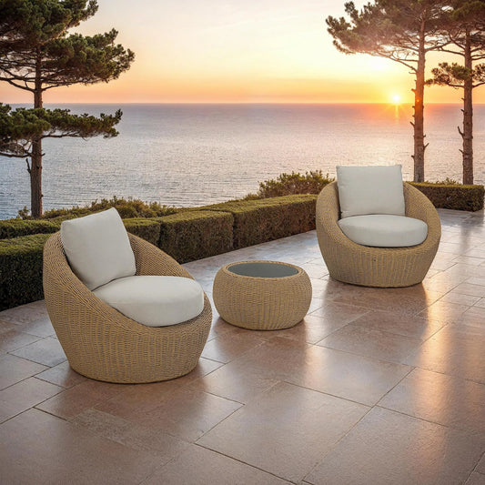 Siesta Outdoor Round Club Chair by LH Imports in beige and natural. Made from unique in a rustic style.
