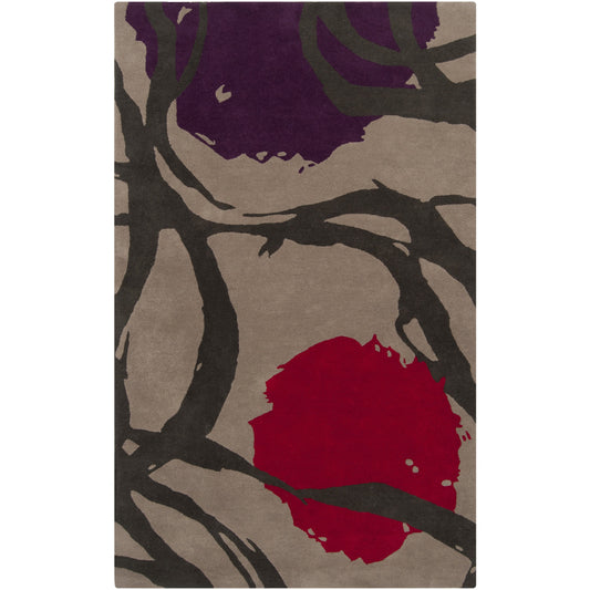 Harlequin Rug - 538 by Surya in gray, charcoal, burgundy, plum. Made from 100% new zealand wool in a unique style.