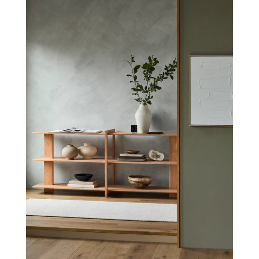 Severo Bookcase by Surya in brown and lacquered. Made from acacia in a modern style.
