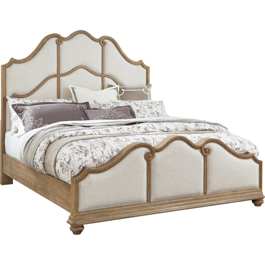 001 SI-2155686,SI-2155687 | Primary Silo | Weston Hills Upholstered Bed by Pulaski Furniture in flax seed. Made from hardwood solids, hickory veneers in a traditional style.
