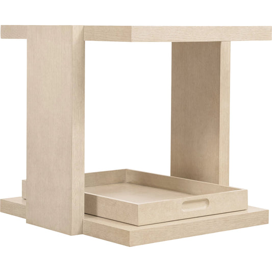 000 SI-2353964 | Primary Silo | Westwood End Table by Hooker Furniture in light wood and polished limestone. Made from oak veneers in a transitional style.