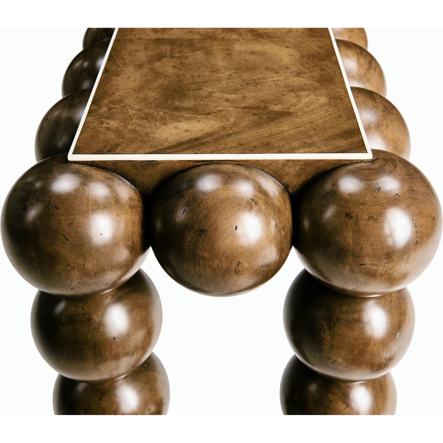007 SI-2186354 | Closeup | Orb Console Table by Jonathan Charles in brown and medium brown mahogany. Made from mahogany veneers, faux bone in a modern style.