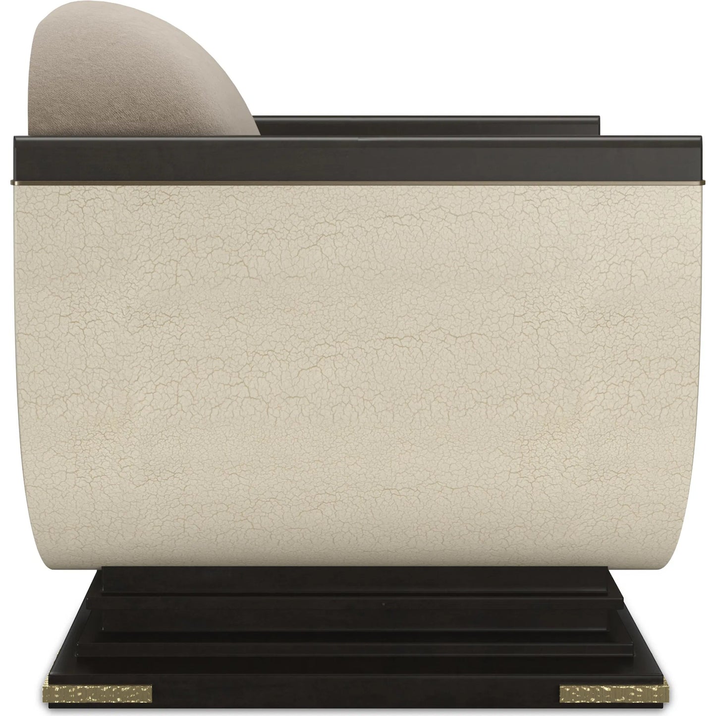 003 SI-2250501 | Additional Silo | Helena Chair by Caracole in ivory craze, charred bark, brushed gold paint, brushed gold. Made from asian hardwood in a unique style.