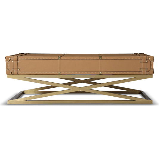 Carlo Coffee Table by Zentique in mulberry brown and brown. Made from steel, top grain leather in a unique style.