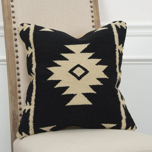 Pasco Pillow by HedgeApple Essentials in ivory, black. Made from wool in a rustic style.