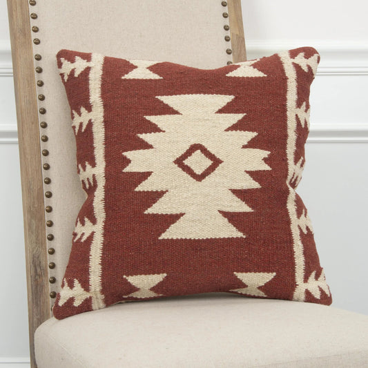 Schuylkill Pillow by HedgeApple Essentials in red, ivory. Made from wool in a rustic style.
