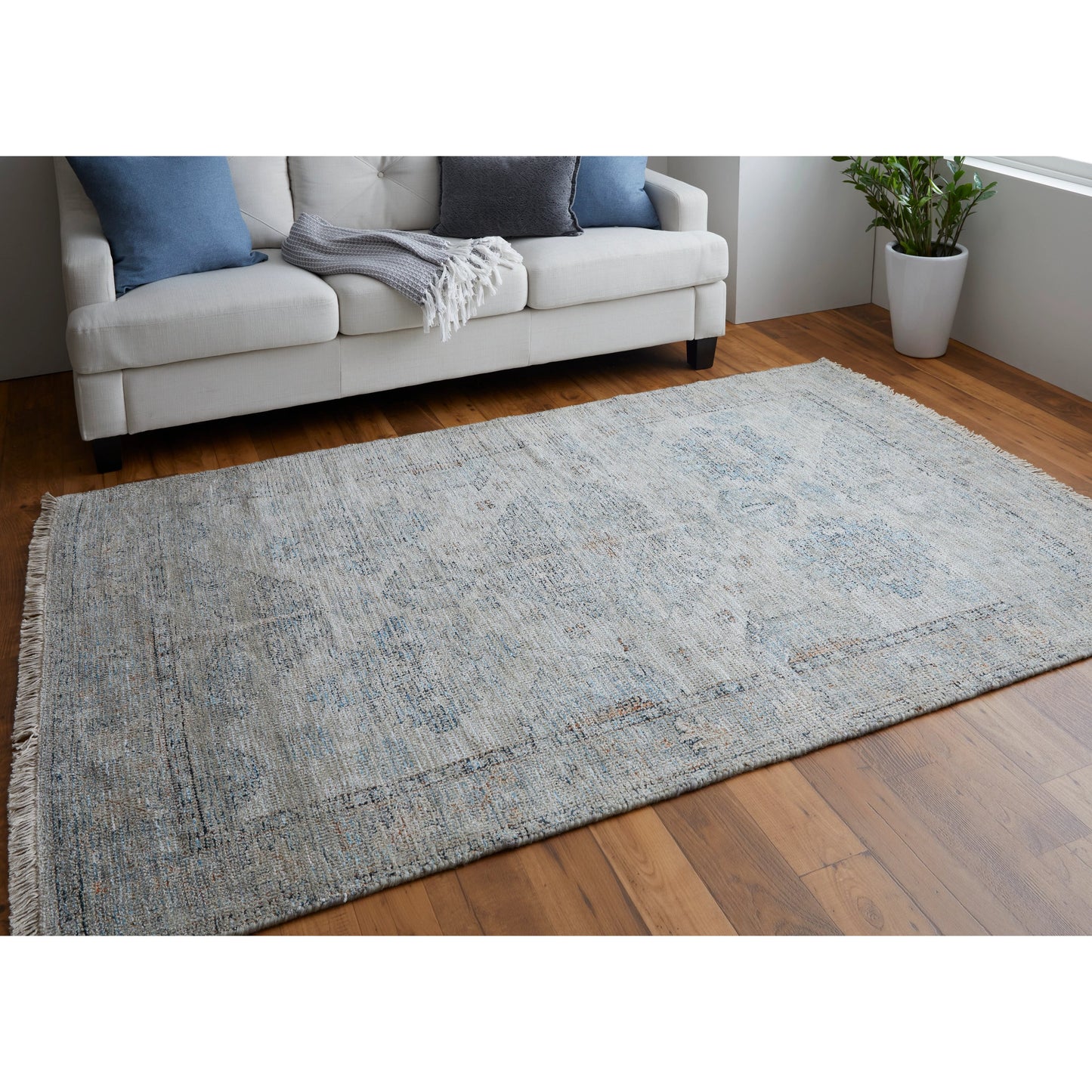 028 SI-1754235,SI-1754236,SI-1754237,SI-1754238,SI-1754239 | Lifestyle | Caldwell Transitional Oriental Rug - 8801F by Feizy in blue, gray, taupe. Made from wool, viscose in a unique style.
