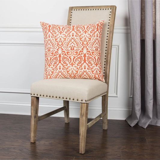 Sagadahoc Pillow by HedgeApple Essentials in orange. Made from cotton burlap in a traditional style.