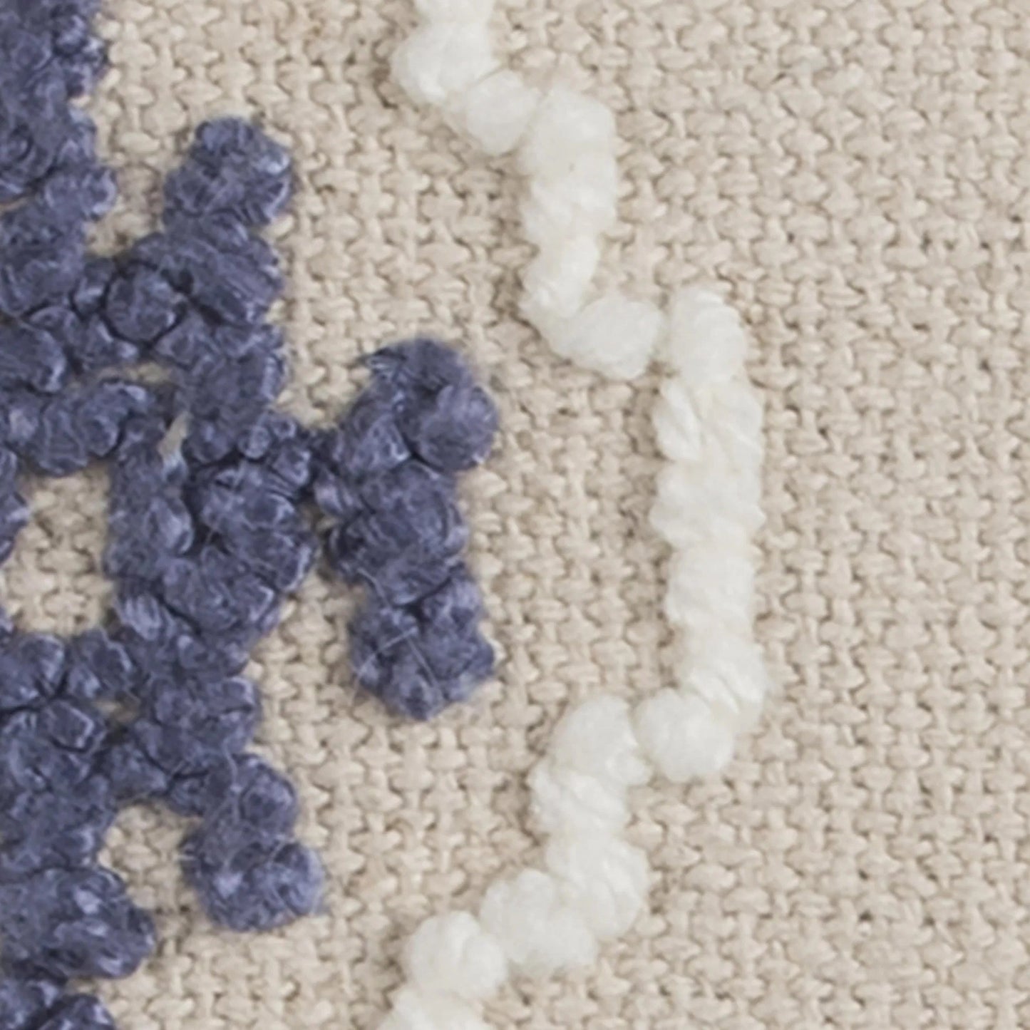 002 SI-2438853 | Closeup | Anne Pillow by HedgeApple Essentials in neutral, blue. Made from polyester, cotton canvas (recyceld) in a rustic style.