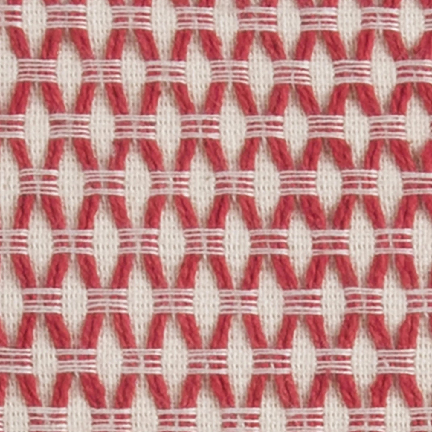 002 SI-2438902 | Closeup | Mahaska Pillow by HedgeApple Essentials in red ivory, red, ivory. Made from cotton in a modern style.
