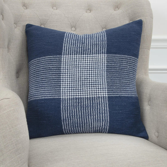 Nodaway Pillow by HedgeApple Essentials in indigo, white, blue. Made from cotton in a transitional style.