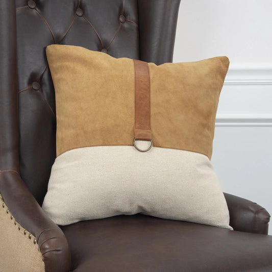 Muskogee Pillow by HedgeApple Essentials in brown, neutral. Made from cotton leather in a rustic style.