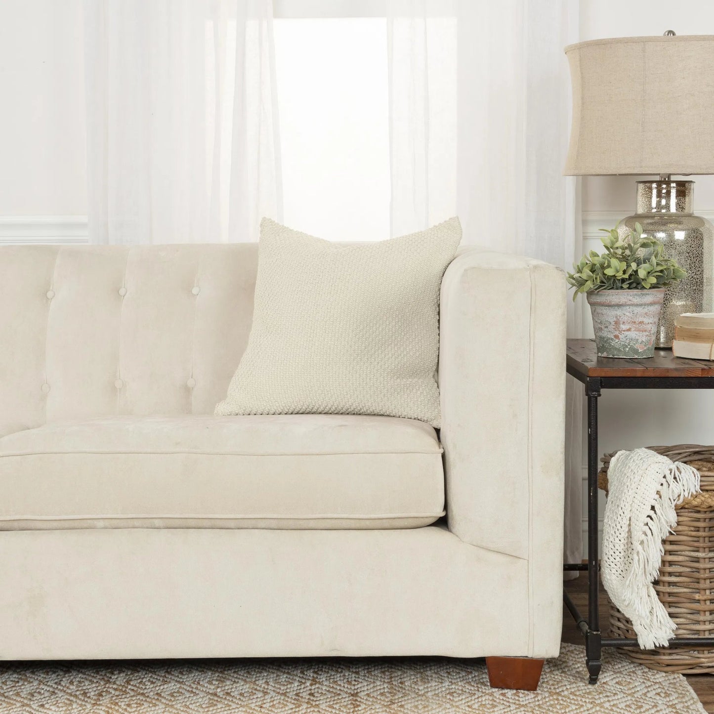 004 SI-2438789 | Lifestyle | Claiborne Pillow by HedgeApple Essentials in ivory. Made from cotton in a transitional style.