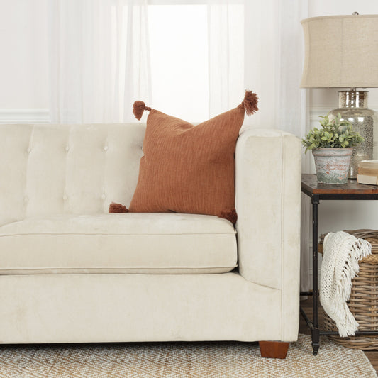 Bailey Pillow by HedgeApple Essentials in terra cotta. Made from woven cotton, cotton in a modern style.