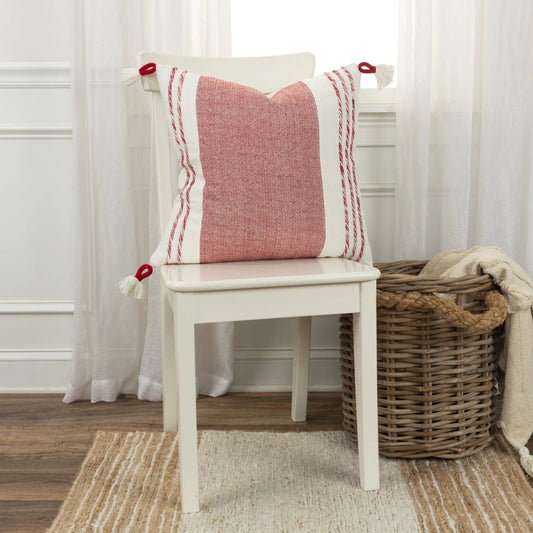Hiawatha Pillow by HedgeApple Essentials in red, white. Made from cotton in a modern style.