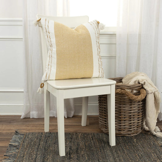 Guernsey Pillow by HedgeApple Essentials in yellow, white. Made from cotton in a transitional style.