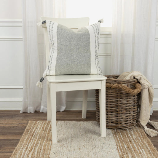 Escambia Pillow by HedgeApple Essentials in grey, white. Made from cotton in a transitional style.