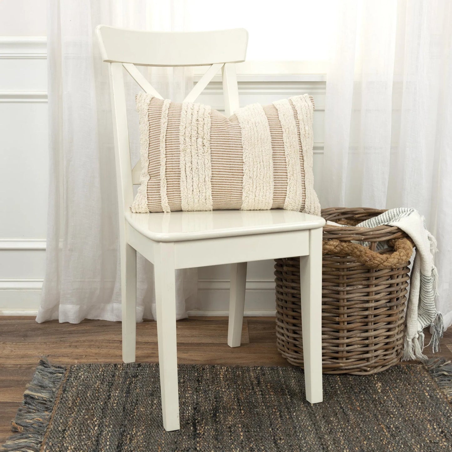 004 SI-2438561 | Lifestyle | Modoc Pillow by HedgeApple Essentials in dark beige, ivory. Made from cotton, polyester in a rustic style.