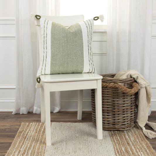 Kiowa Pillow by HedgeApple Essentials in soft green, green, moss green, white. Made from cotton in a transitional style.