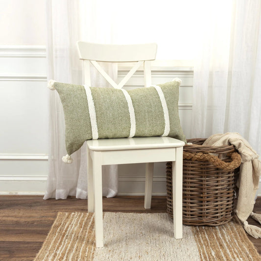 Strong Pillow by HedgeApple Essentials in green, lite green, moss green. Made from cotton in a transitional style.