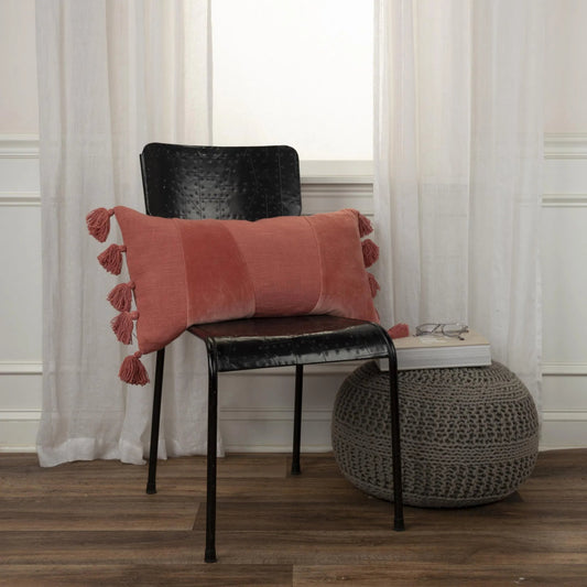 Yamhill Pillow by HedgeApple Essentials in light terracotta, clay. Made from polyester, cotton velvet in a eclectic & global style.