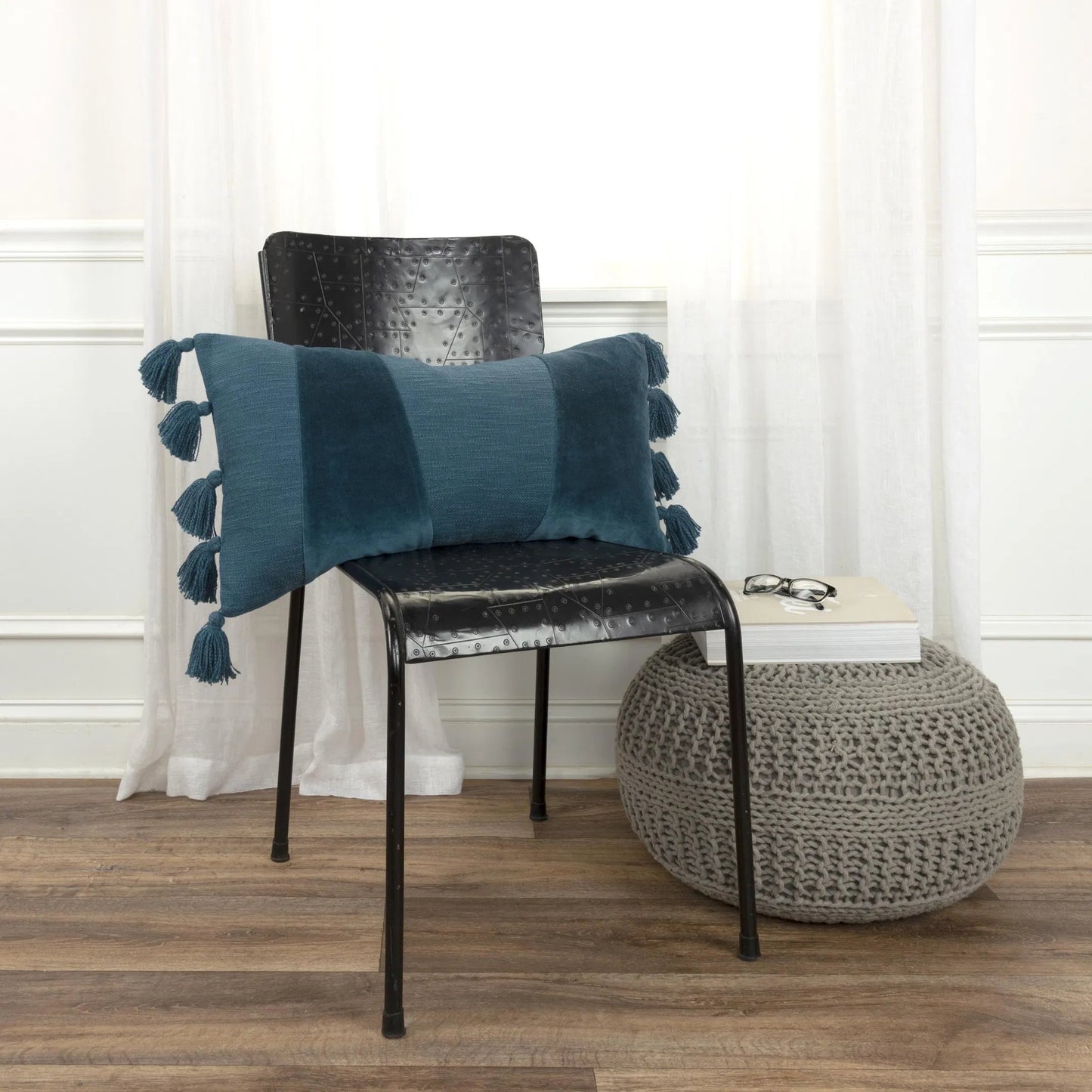 004 SI-2438968 | Lifestyle | Attica Pillow by HedgeApple Essentials in teal, dark teal. Made from polyester, cotton velvet in a modern style.