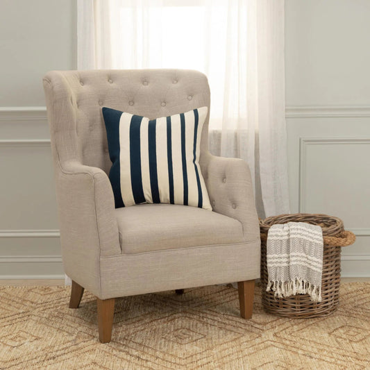 Jefferson Pillow by HedgeApple Essentials in deep dark blue, dark blue, navy, ivory. Made from cotton, polyester in a eclectic & global style.