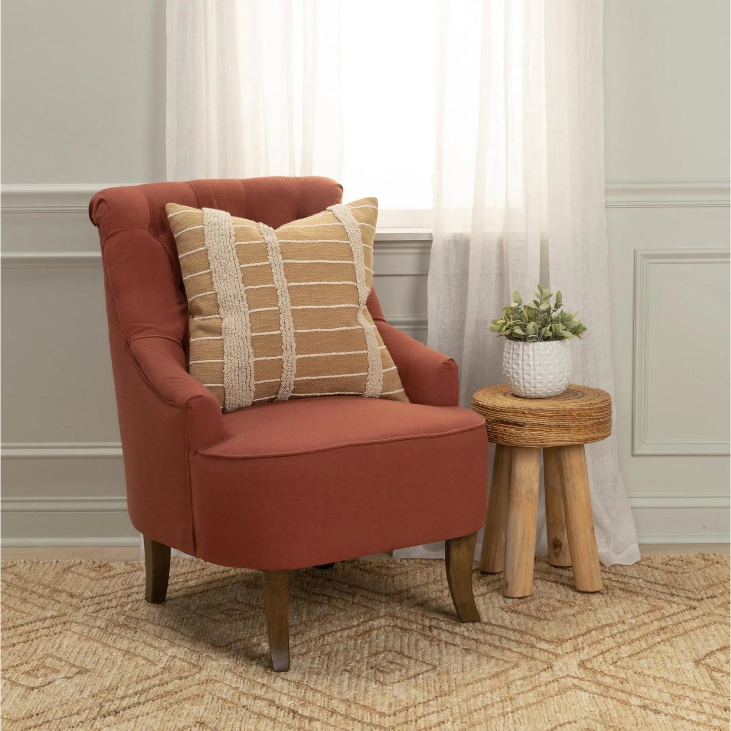 004 SI-2438482 | Lifestyle | Levy Pillow by HedgeApple Essentials in brown, tan, gold. Made from polyester, cotton in a eclectic & global style.