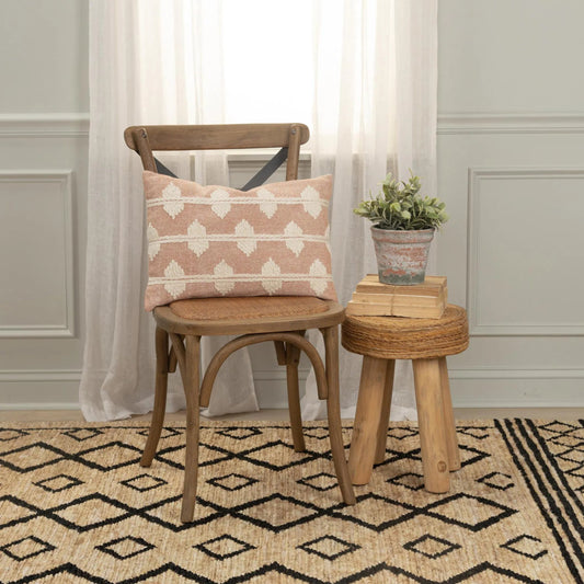 Cape Pillow by HedgeApple Essentials in pink, orange, coral. Made from cotton in a rustic style.