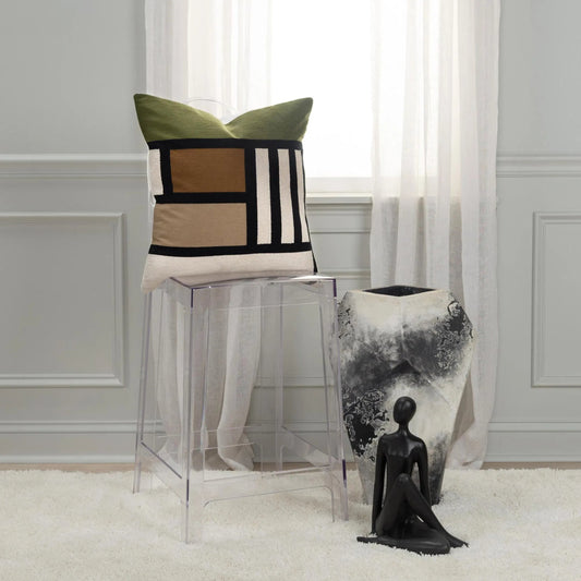 Powell Pillow by HedgeApple Essentials in brown, green, tan, black, ivory. Made from cotton, polyester in a eclectic & global style.